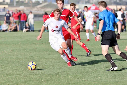 Declan McGlynn, current Seattle University and U.S. Under-19 MNT player, in action for Crossfire during U.S. Soccer Development Academy play.