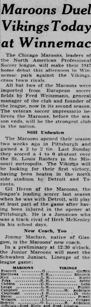 April 20, 1947 Chicago Tribune Article.