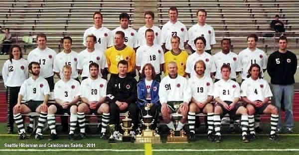Seattle Hibs-Caley Saints won it all in 2001, including the fourth of their John F Kennedy Cups.