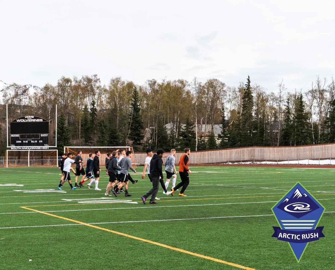Arctic Rush, the combination of Alaska Rush and Arctic North FC, take in a training session at South Anchorage High School