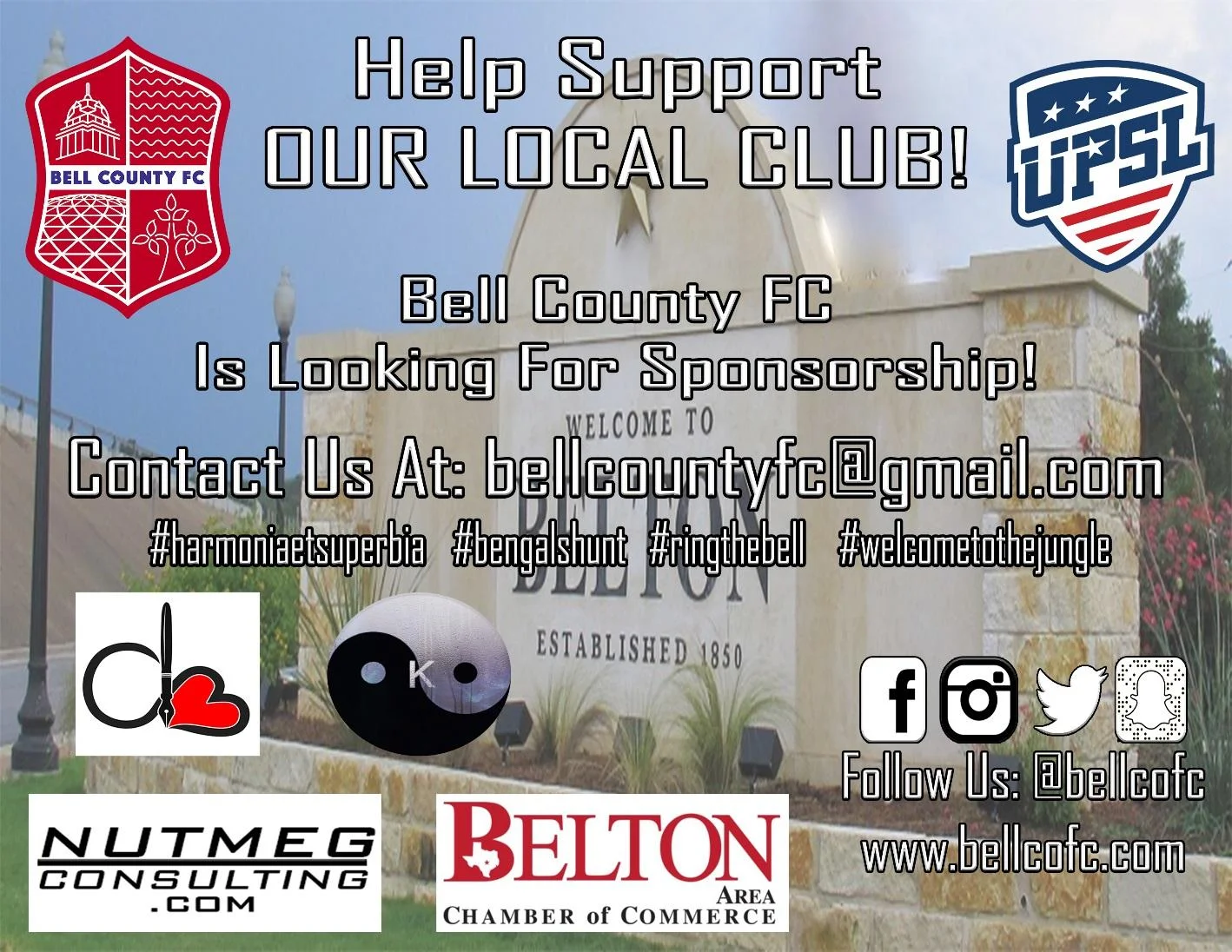 Bell County FC made their announcement on twitter, as well as other social media platforms and have made it easy to follow their path toward the 2019 Fall Season.