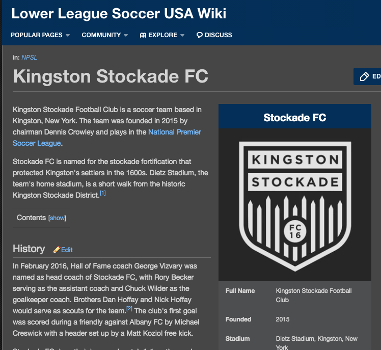 The LLSW page for Kingston Stockade. For the record, Deimar is a member of the club’s SG.