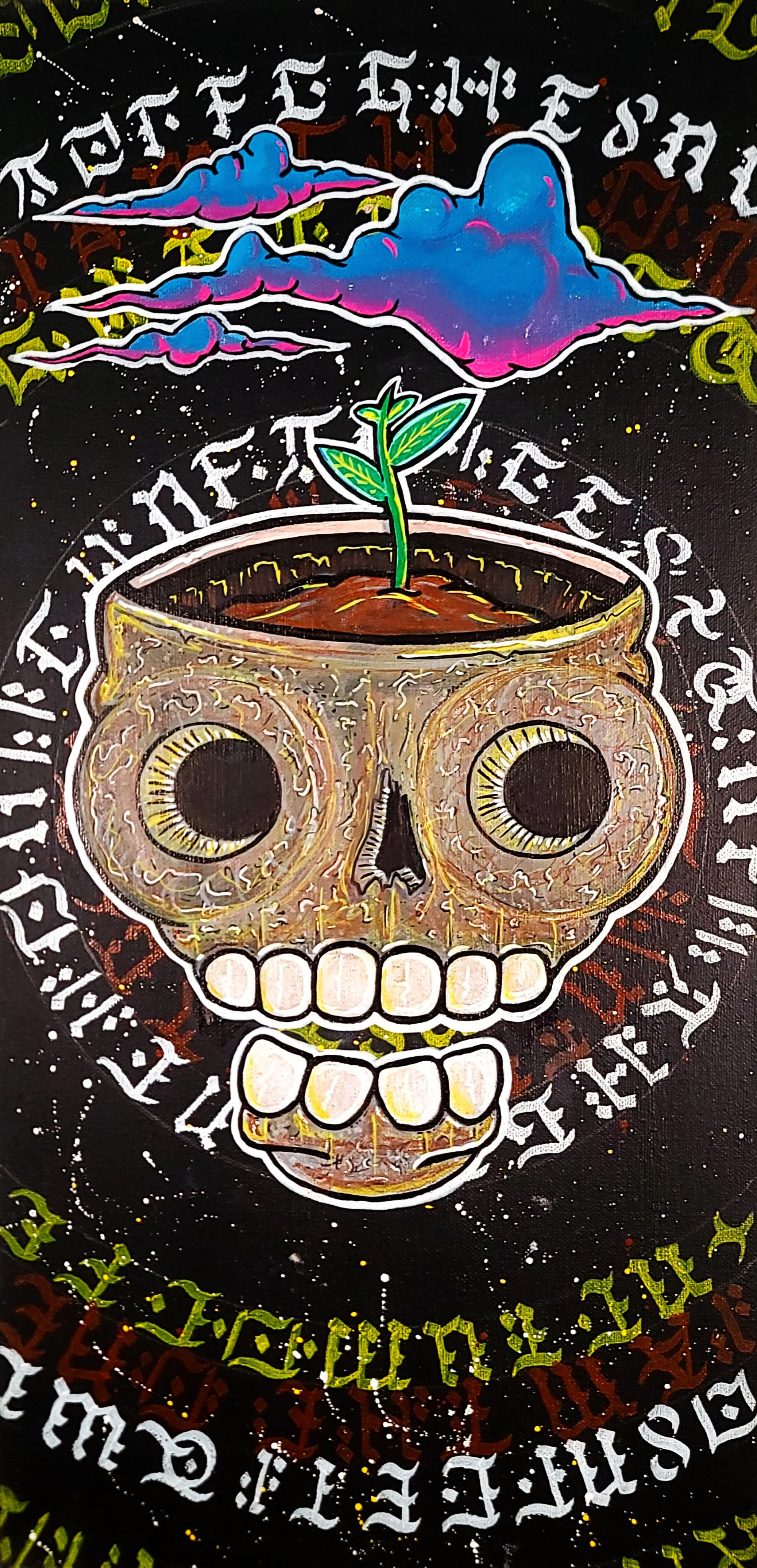 Cartoon graffiti skull