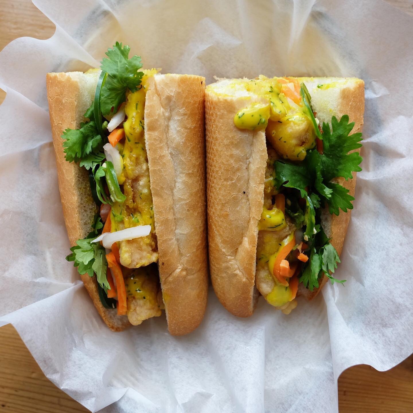 Brighten up your day with this new special. 

Fried Sole with Turmeric and Dill.

A banh mi inspired from a Vietnamese dish, Chả Cá Lã Vọng from Northern Vietnam.
.
.
.
.
.
#vietnamesefood #Vietnam #streetfood #Vancouver #yvr #vancitybuzz #604now