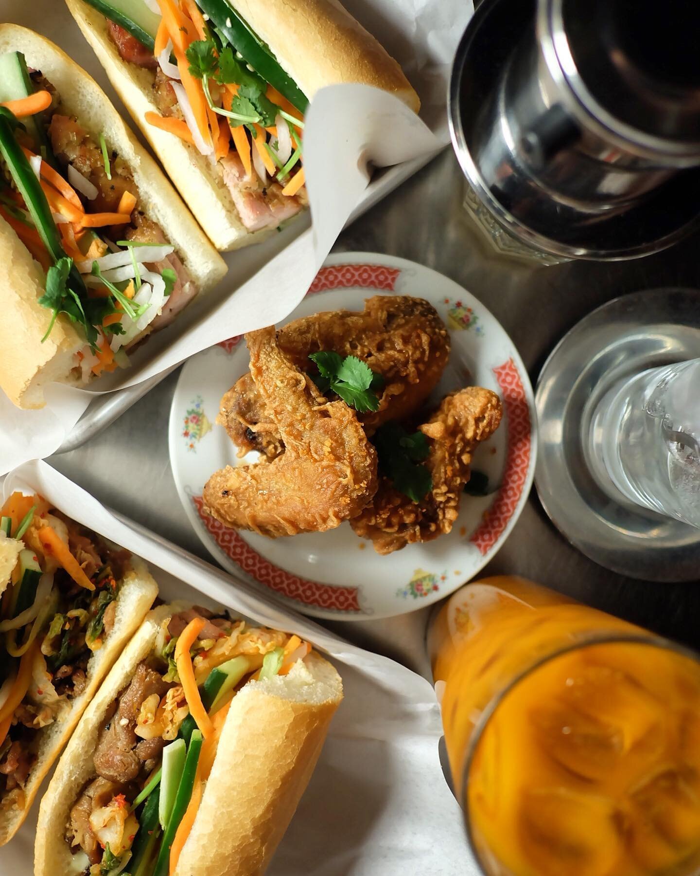 DINE-OUT FOR 2! LUNCH FOR 2! Celebrating dine out this year with a little help from our Chinatown location. 

We brought our popular fish sauce glazed chicken wings into the mix! 2 banh mi&rsquo;s, chicken wings and your choice of 2 Thai teas of Iced
