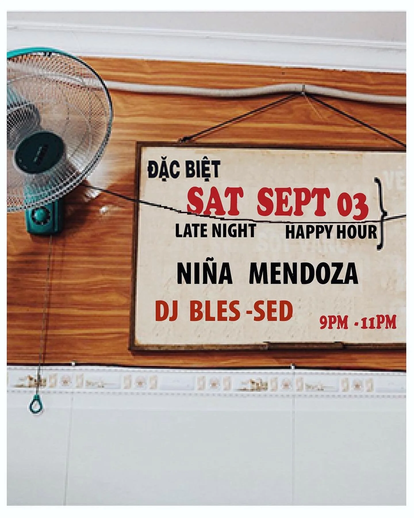 Dặc Biệt this Saturday for the long weekend. A special super combo ft. @ninamendoza &amp; @dj_bles_sed 🎶

Join us for late night happy hour this Saturday from 9pm-11pm. 

Reservations recommended. Click the reserve link in our bio!
