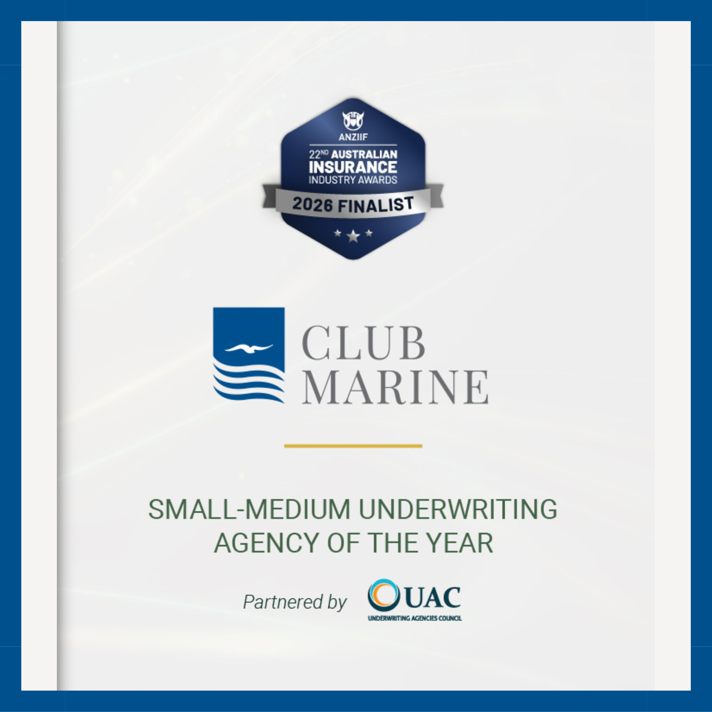 Club Marine Recognised as National Insurance Award Finalist