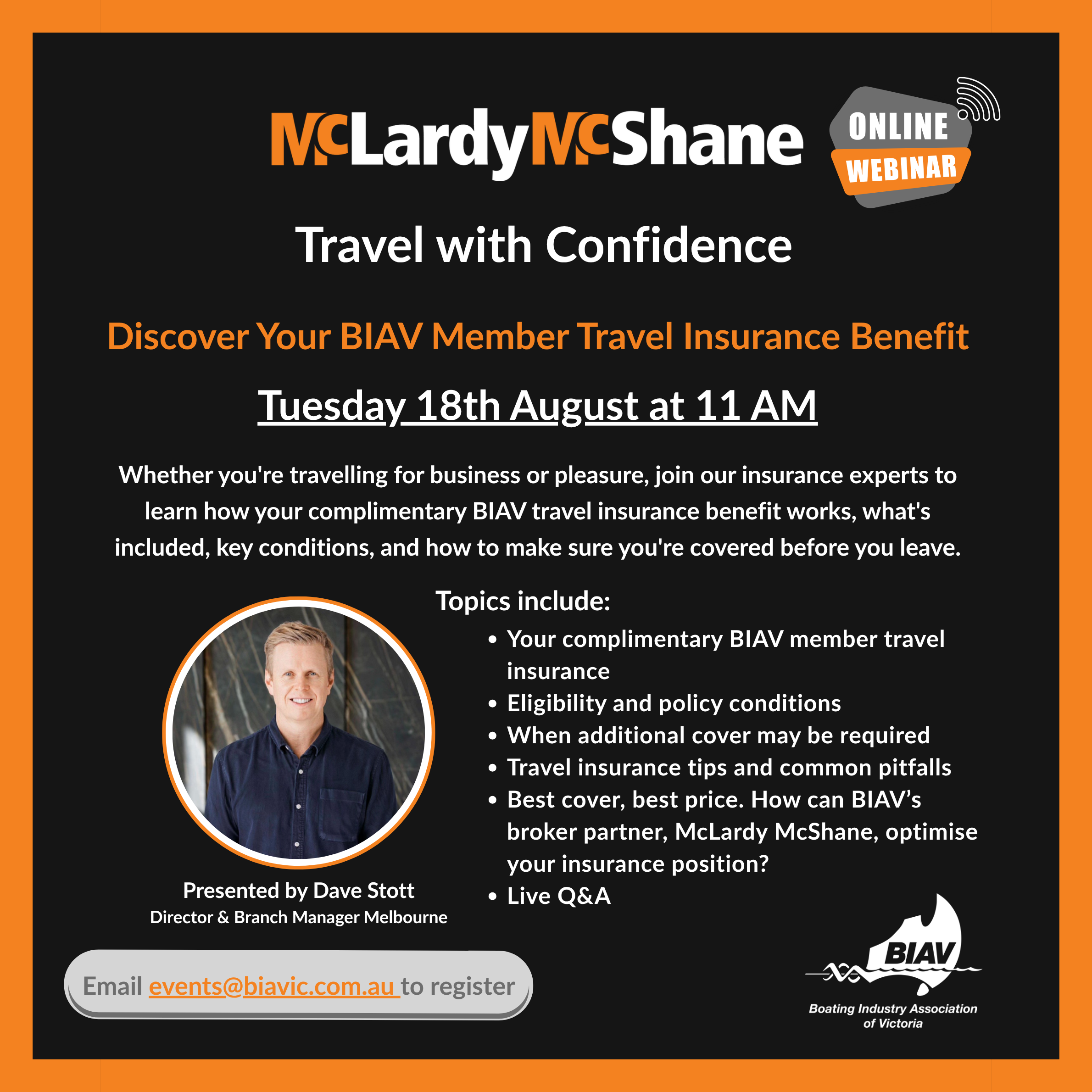 Last Chance: Webinar 18 August: Free travel insurance for members and more!