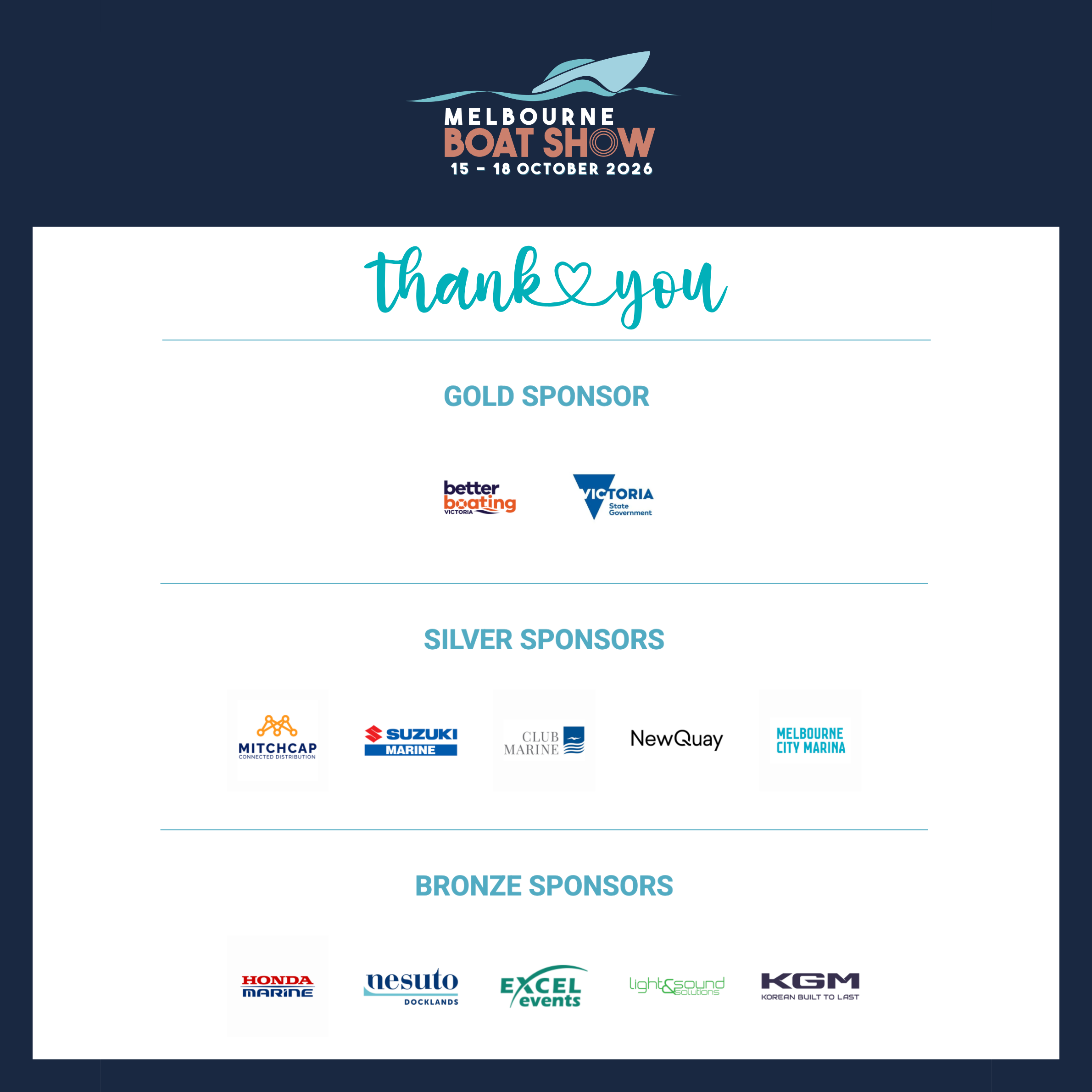 Thank You to Our 2026 Melbourne Boat Show Sponsors