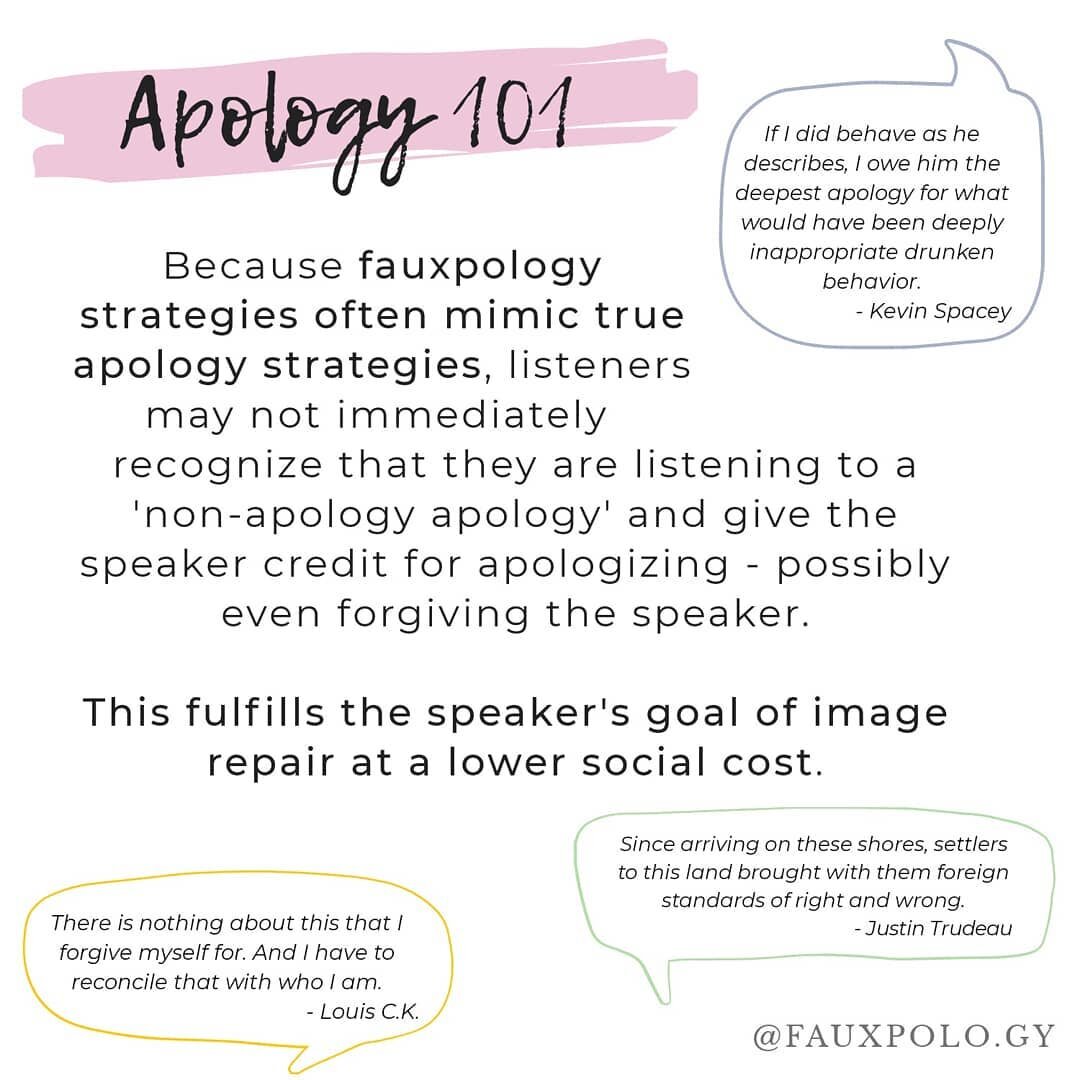 #Apology101: listen to the words, not just the performance. 
#wordsmatter #languagematters