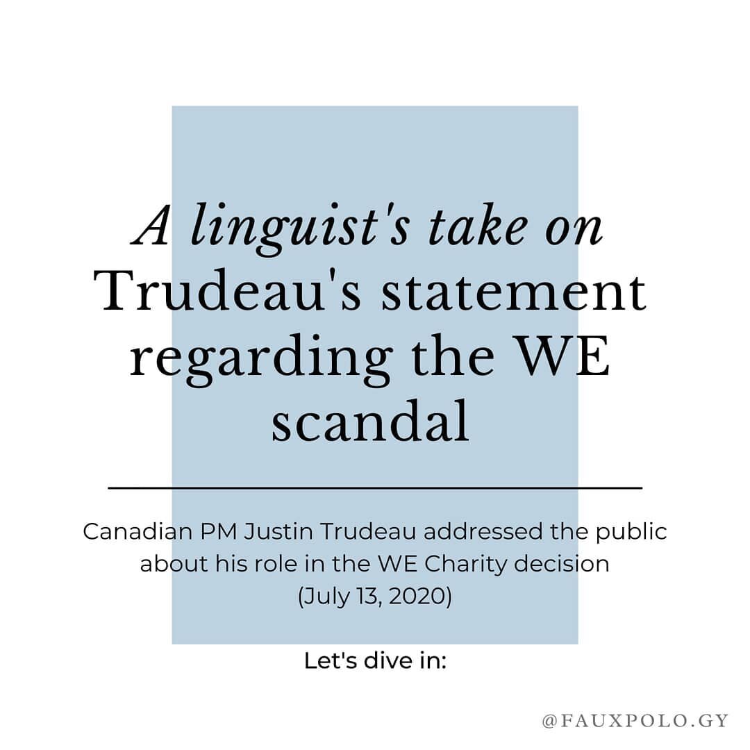 Trudeau has issued more apologies in his time in office than any other Canadian PM. He's gotten pretty good at them.

I expect this won't be the last we hear from PMJT about the WE Charity scandal. Here's what I think so far.