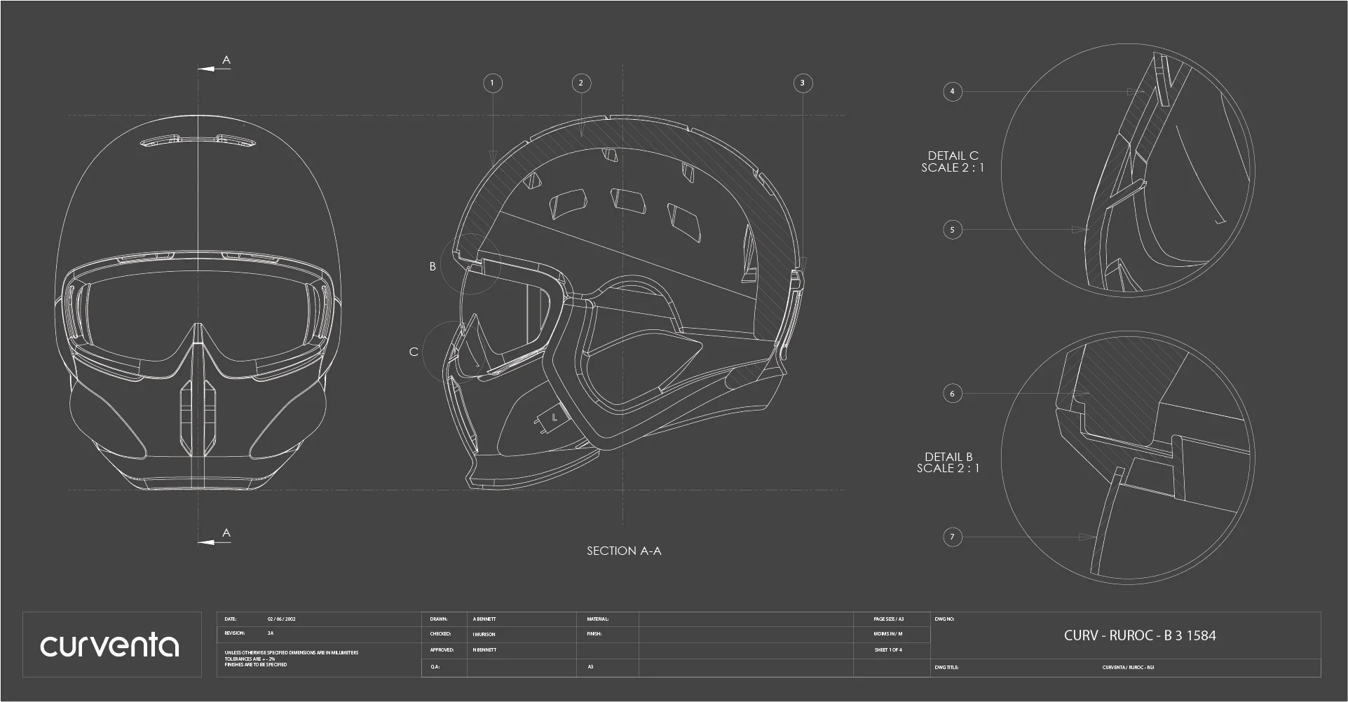 Ruroc RG1 | Technical development drawings