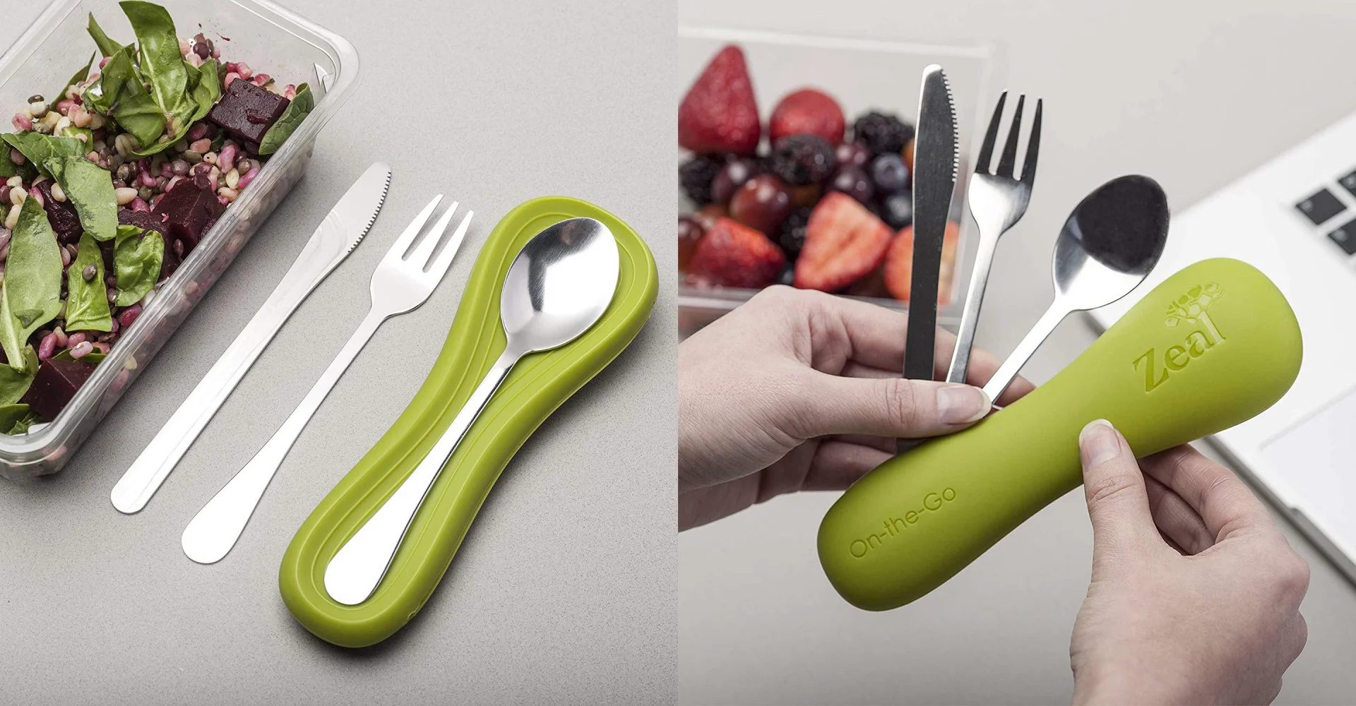CKS Zeal 2018 range| On-the-go cutlery pouch lime green set