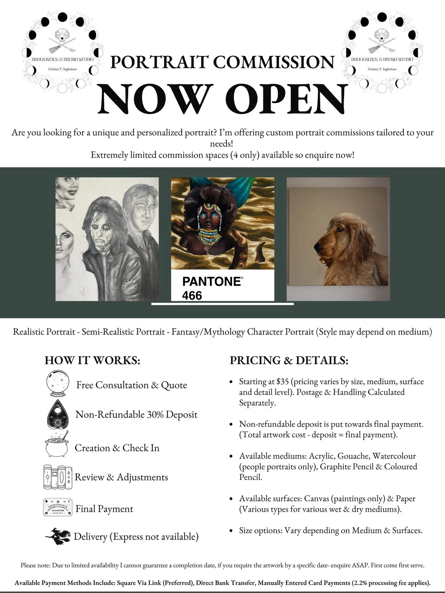 For all commissioned inquiries please email broomstickandbrushstudio@gmail.com

#commission #commissionswelcome #artcommission #personalisedgiftideas #realismart