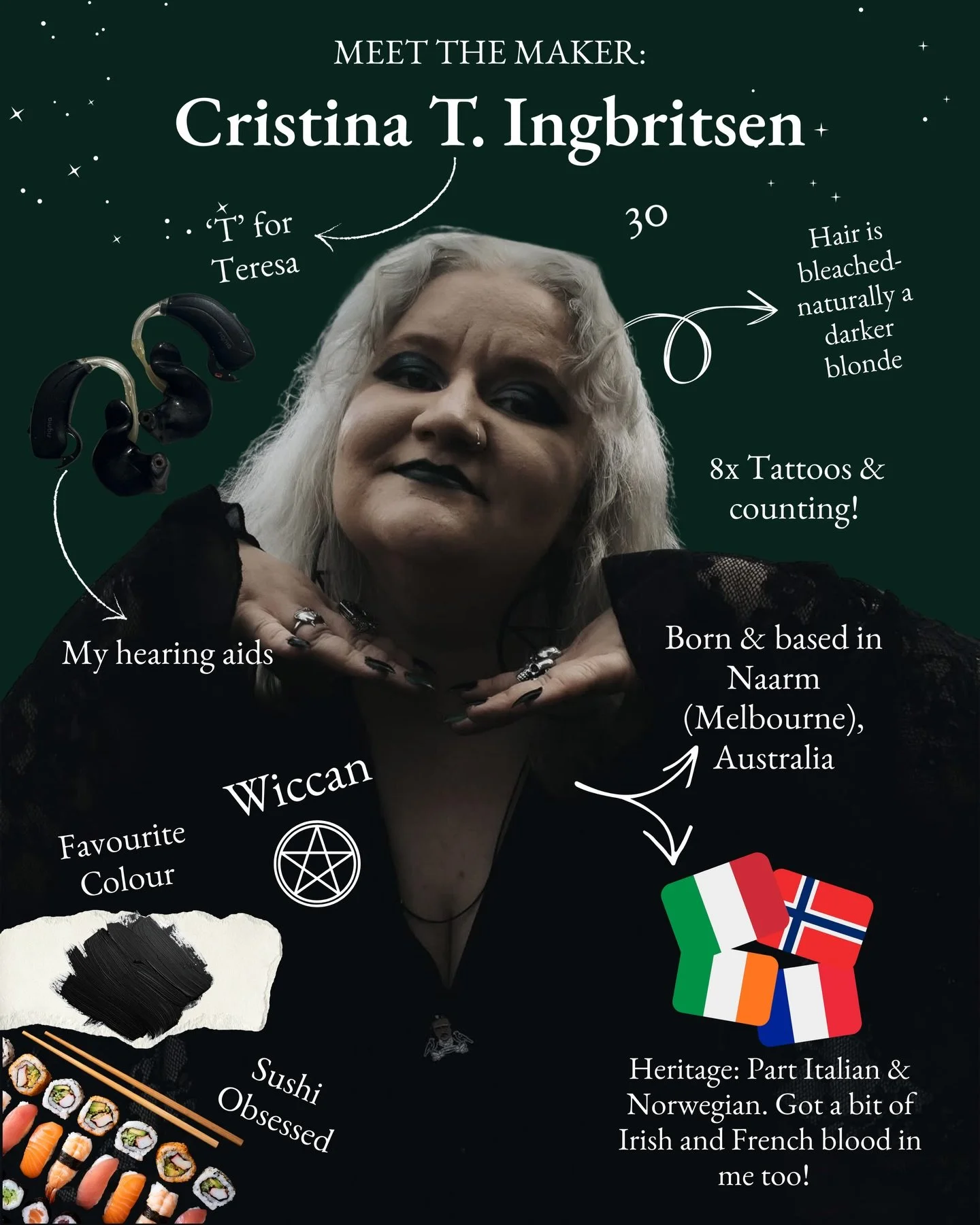 MARCH MEET THE MAKER CHALLENGE
Prompt 1: About you/brand

Decided to participate in the @marchmeetthemaker challenge this year due to a wonderful increase in followers.

*Clears throat* Hi, I&rsquo;m Cristina ✨

I&rsquo;m the artist and maker behind 