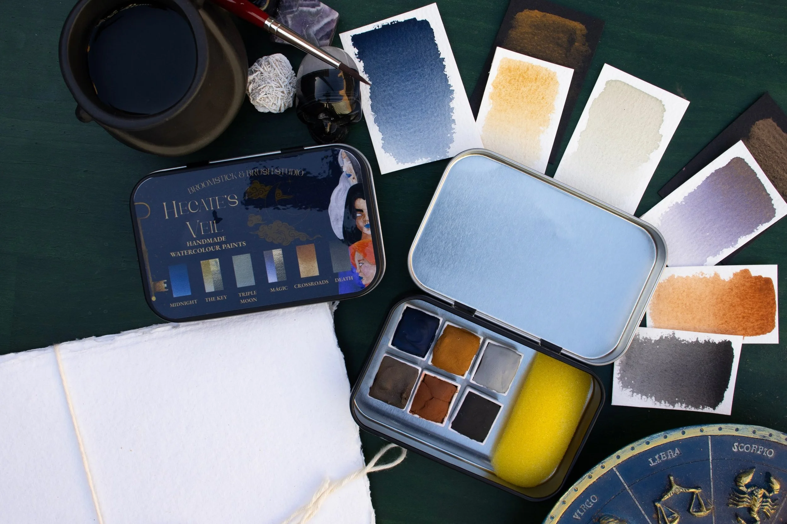 Now on Etsy- Link in bio

HECATE&rsquo;S VEIL 🌔⁠￼🗝️⁠￼

Introducing Hecate&rsquo;s Veil, another set in the first release of handmade watercolours from Broomstick &amp; Brush Studio.

Inspired by Hecate, the ancient Greek goddess associated with mag