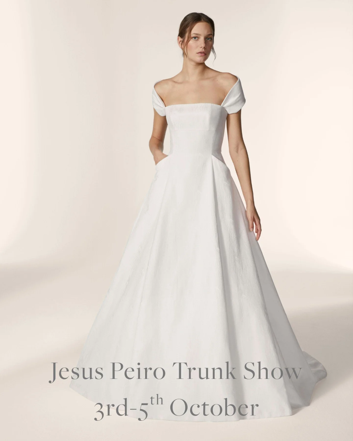 Just 4 weeks to go.

Join us from 3rd&ndash;5th October for our exclusive Jesus Peiro Trunk Show, showcasing the latest collection from the renowned Spanish bridal designer.

Discover timeless elegance and contemporary bridal style in this special ev