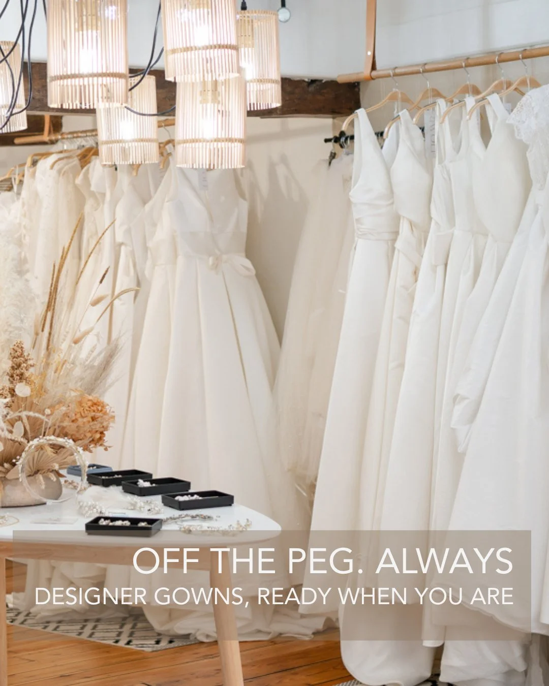 Off the Peg at &amp; Wolf Bridal isn&rsquo;t a sale.
And it isn&rsquo;t a once-a-year event either.

At the start of the year, we moved away from sample sales altogether. Instead, we now offer a thoughtfully curated Off the Peg collection all year ro