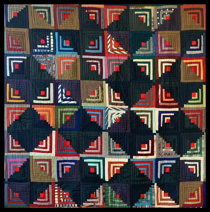 (Quilt Detail) Log Cabin, c.1880, Maker Unknown, Collection of Marge Tucker