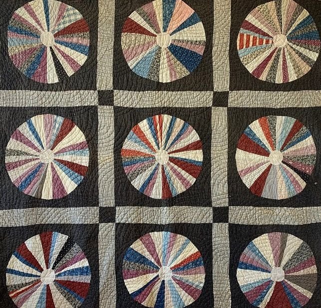 (Quilt Detail) Wheel of Fortune Quilt, c. 1900, maker unknown, Collection of Marge Tucker