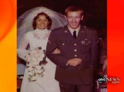 Carol and Drew on their wedding day