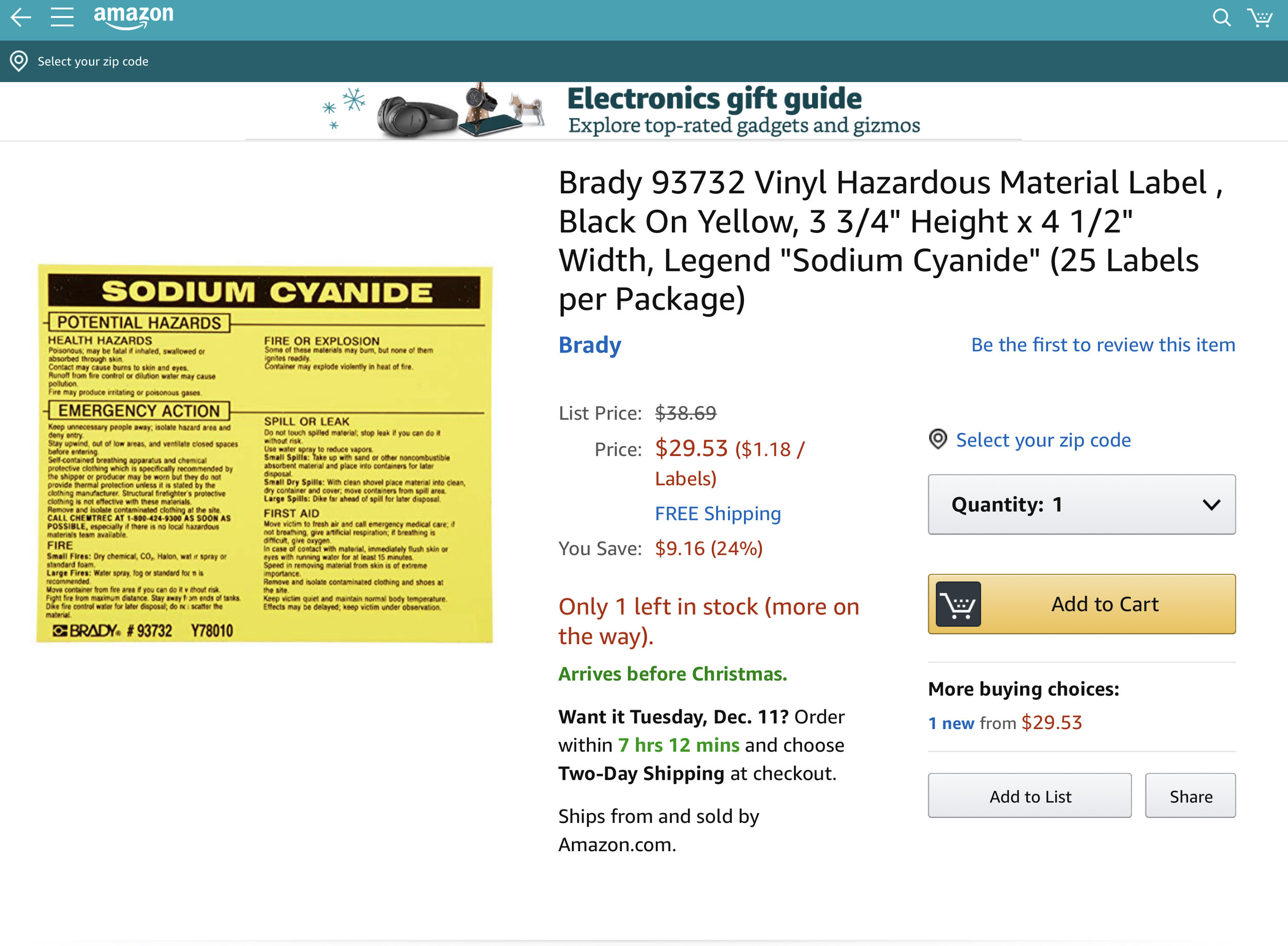 Cyanide on Amazon?!?
