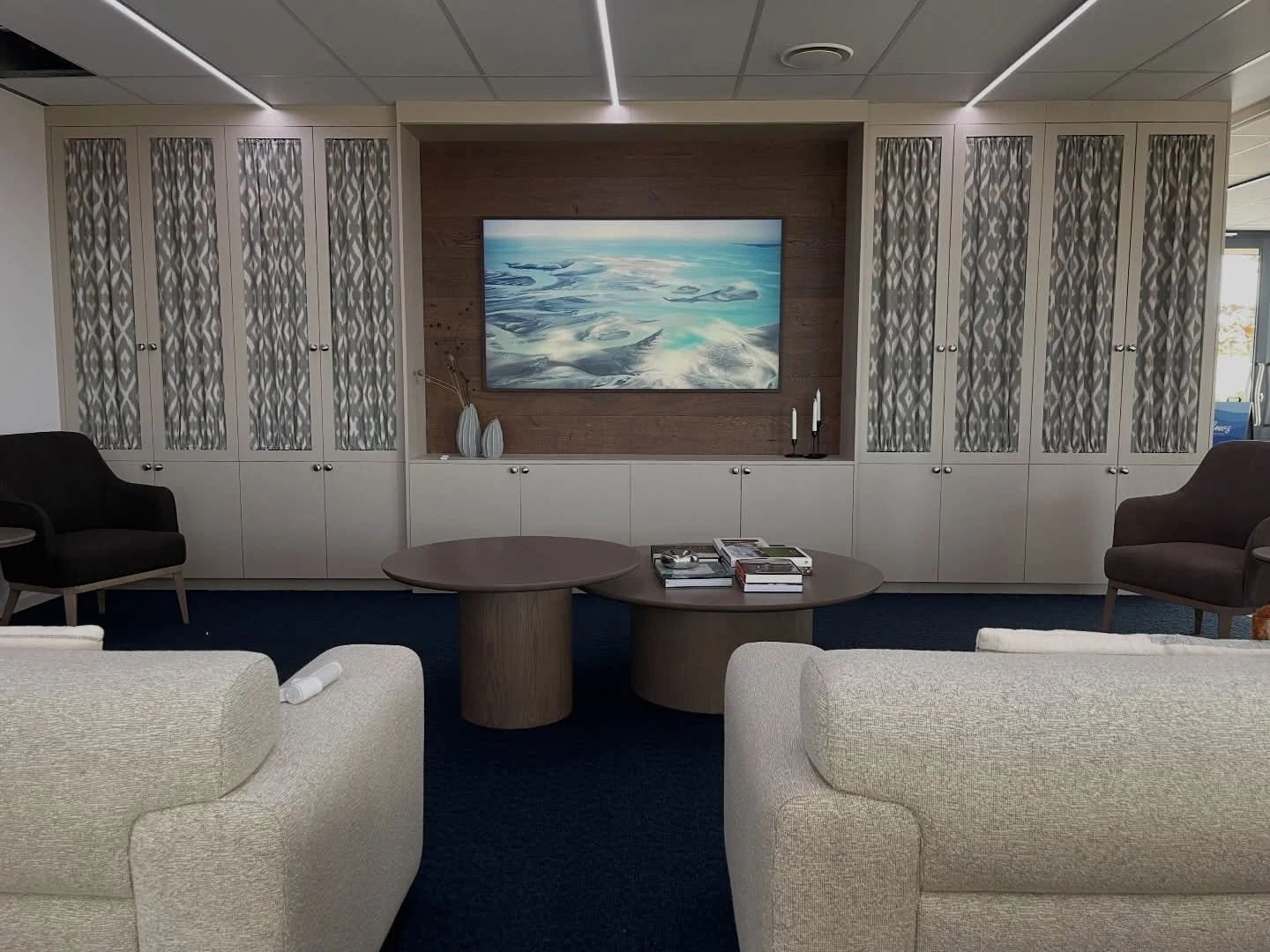 Modern and inviting.
A fresh wonderful use of space perfect for showcasing our range of bespoke work. 
Here are the details for the built in TV cabinet and entertainment space constructed for Goodfellows. 

&bull;Colour - @laminexnz Moccasin Organic 