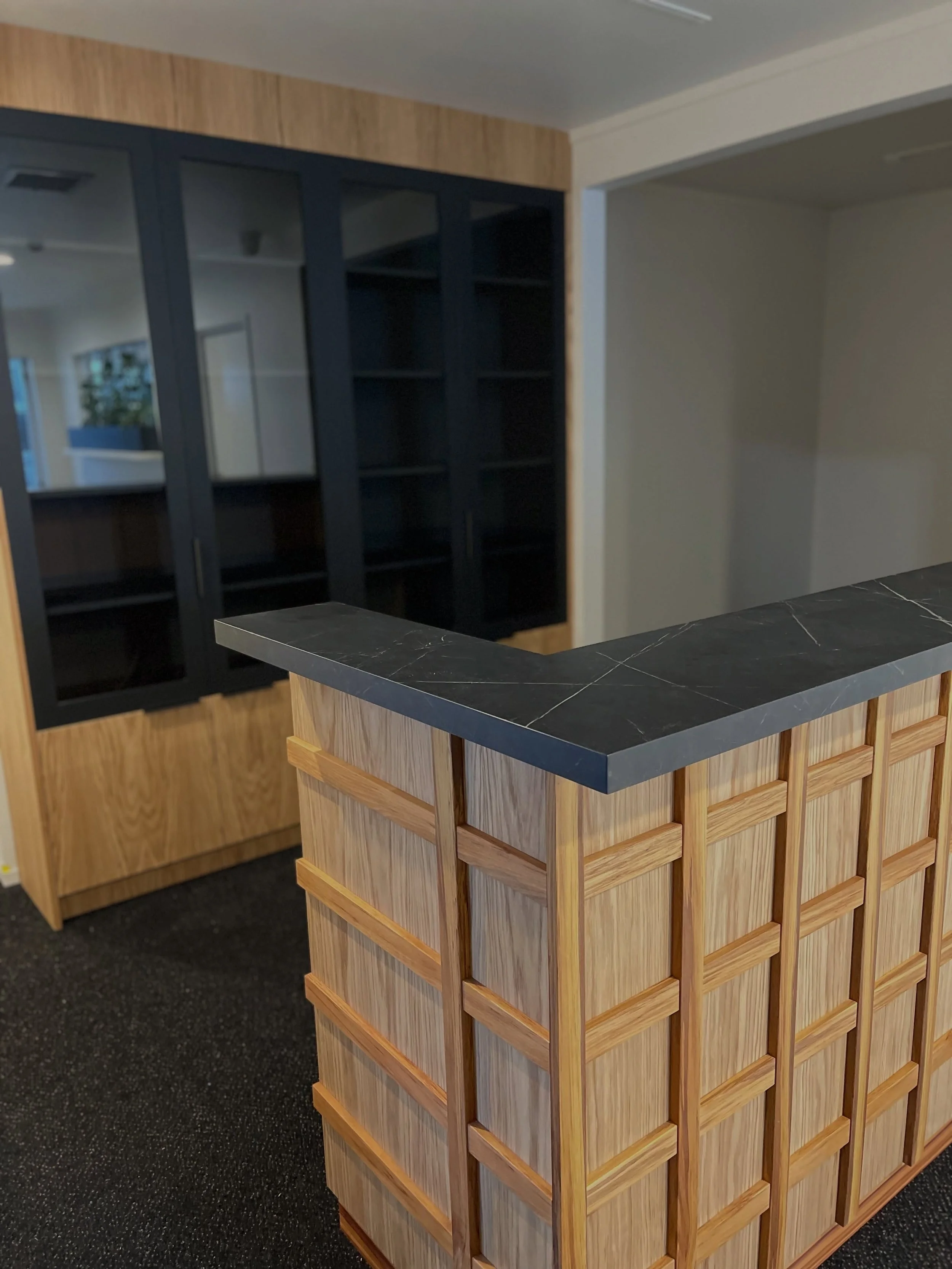 Our team recently enjoyed creating and installing this display cabinet and reception desk for Seddon Park Funeral Homes. 

This gorgeous setup includes:

&bull; @polytecnz Matt Black Venette 
&bull; American White Ash veneer 
&bull; @archant.ltd Tira
