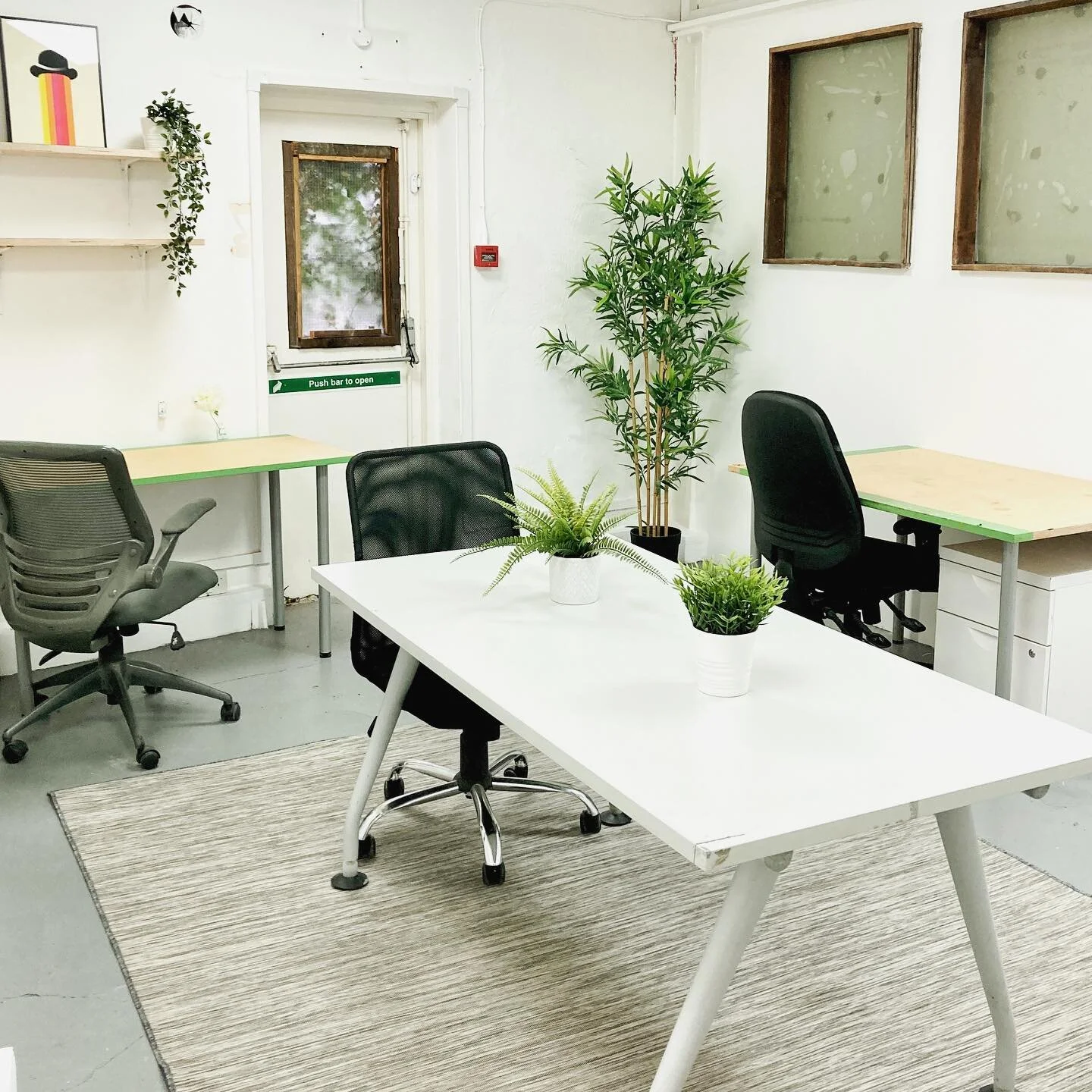 Studio A at our Green Lanes site in Stoke Newington is available now.

Rectangular room with space for 6-8 desks and plenty of shelving. This studio comes furnished and ready to go. Private, bright and fully accessible ground floor workspace.

It is 