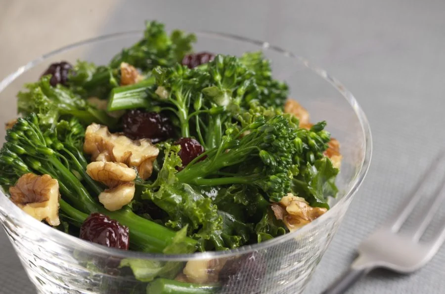 Superfood Salad: Broccolini® & kale blend, maple vinaigrette dressing & dried sour cherries with roasted nut blend.