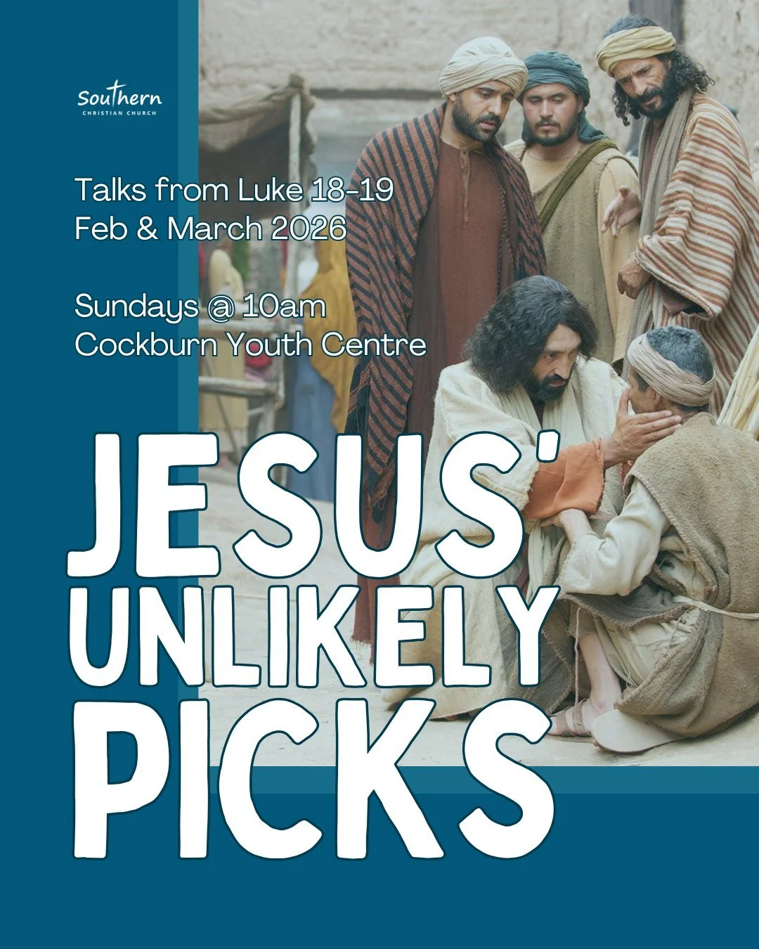Ever thought you weren't good enough to go to church?
Or are you confident that everyone thinks you're pretty decent!
Jesus has a surprising way of picking people out. Come along to the Cockburn Youth Centre this Sunday and hear how Jesus picks and c