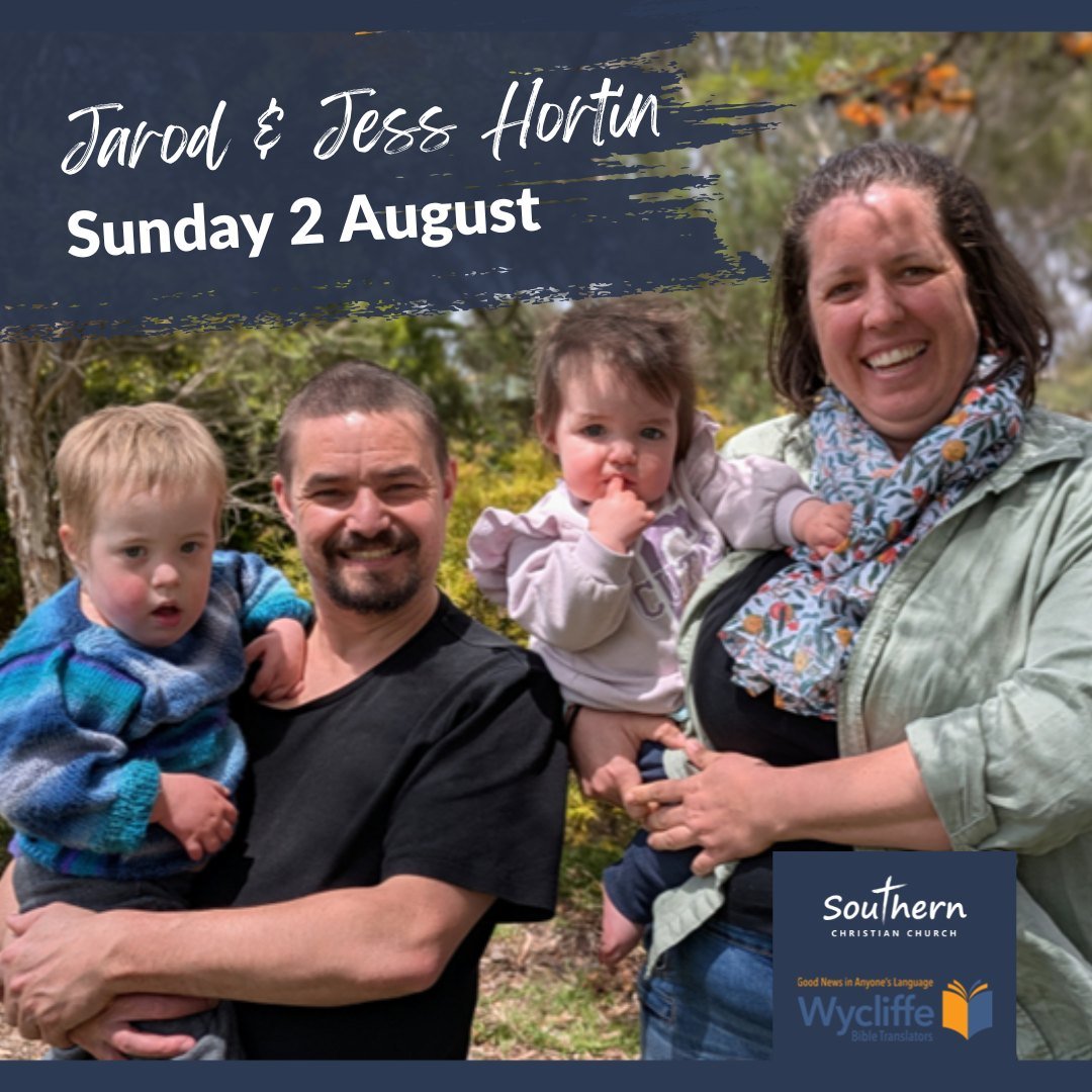 We're looking forward to seeing and hearing from  the Hortins this Sunday at church!
.
Jess and Jarod joined Southern in 2020 with Jess taking on a Kids' Ministry role. They both talked about one day being involved in bible translation, and grew a he