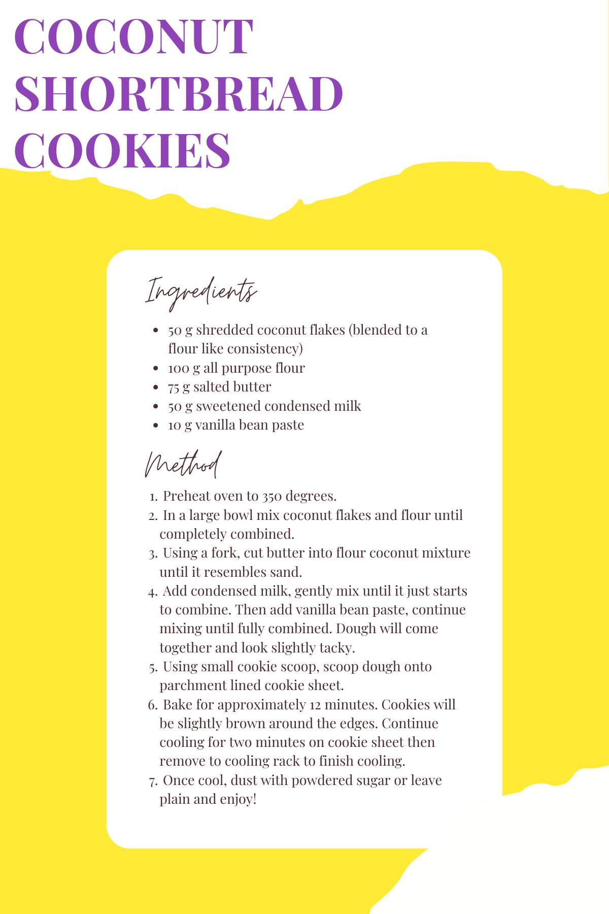 Coconut Shortbread Cookies Julia's Jammin' Kitchen — Julz Kreationz
