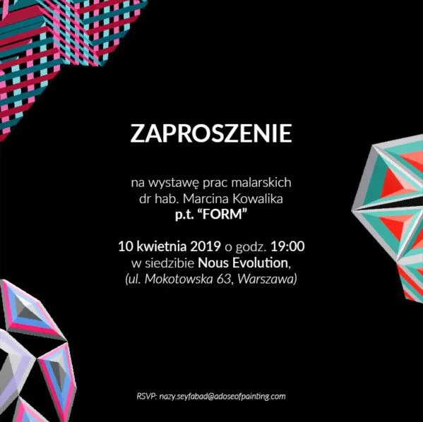 “Form” by Marcin Kowalik opens April 10th 2019 at Nous Evolution