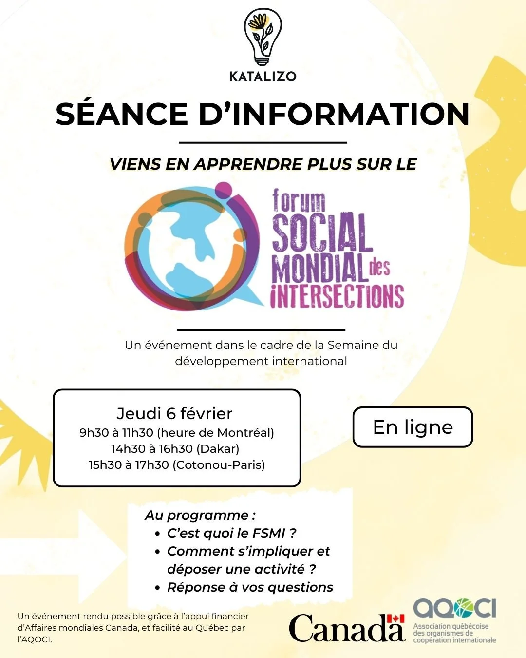 Séance d'information sur le Forum social mondial des intersections 