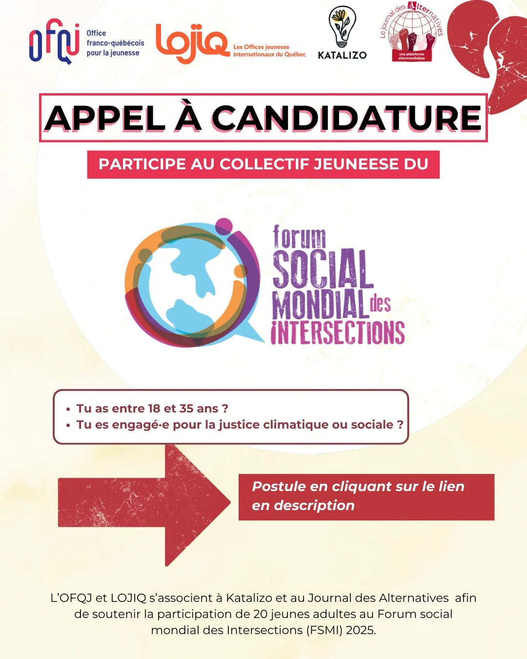 Participe au Forum social mondial des intersections avec LOJIQ et l’OFQJ