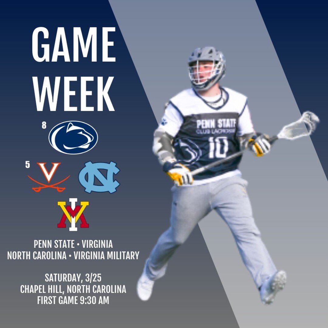 Way down south.

🆚 @uvamclax &bull; @uncmensclublacrosse &bull; @vmi_club_lacrosse 
🏟 Mason Farm Rd. Fields
📍 153 Old Mason Farm Road Chapel Hill NC
📅 Saturday, March 25
⏰ Games start at 9:30 AM
🎥 Either YouTube or Facebook