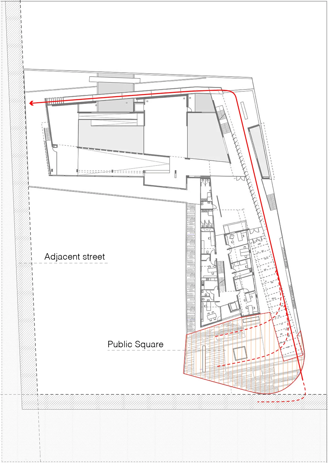 Exterior circulation - public flow through the site