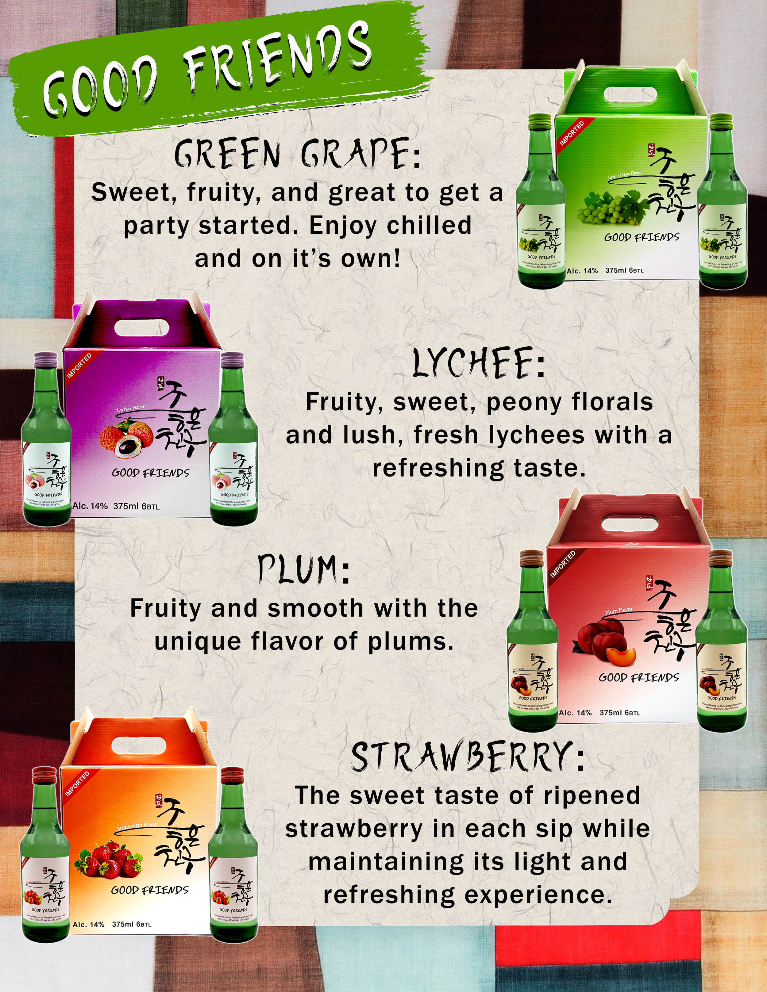 Sell sheet for Good Friends Soju