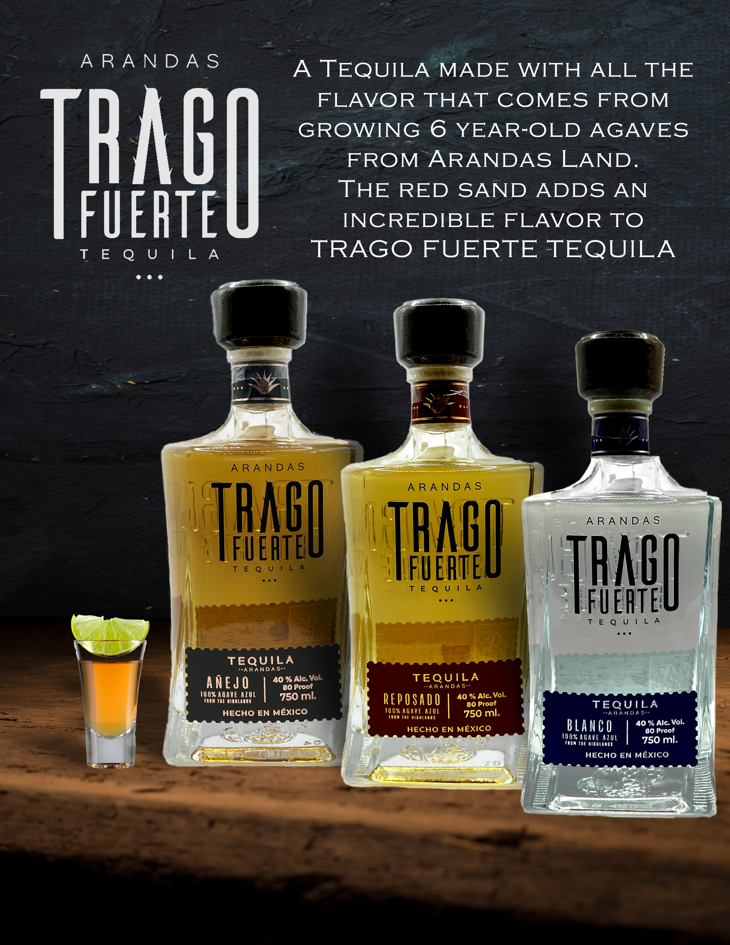 Trago Fuerte Tequila Sell sheet design