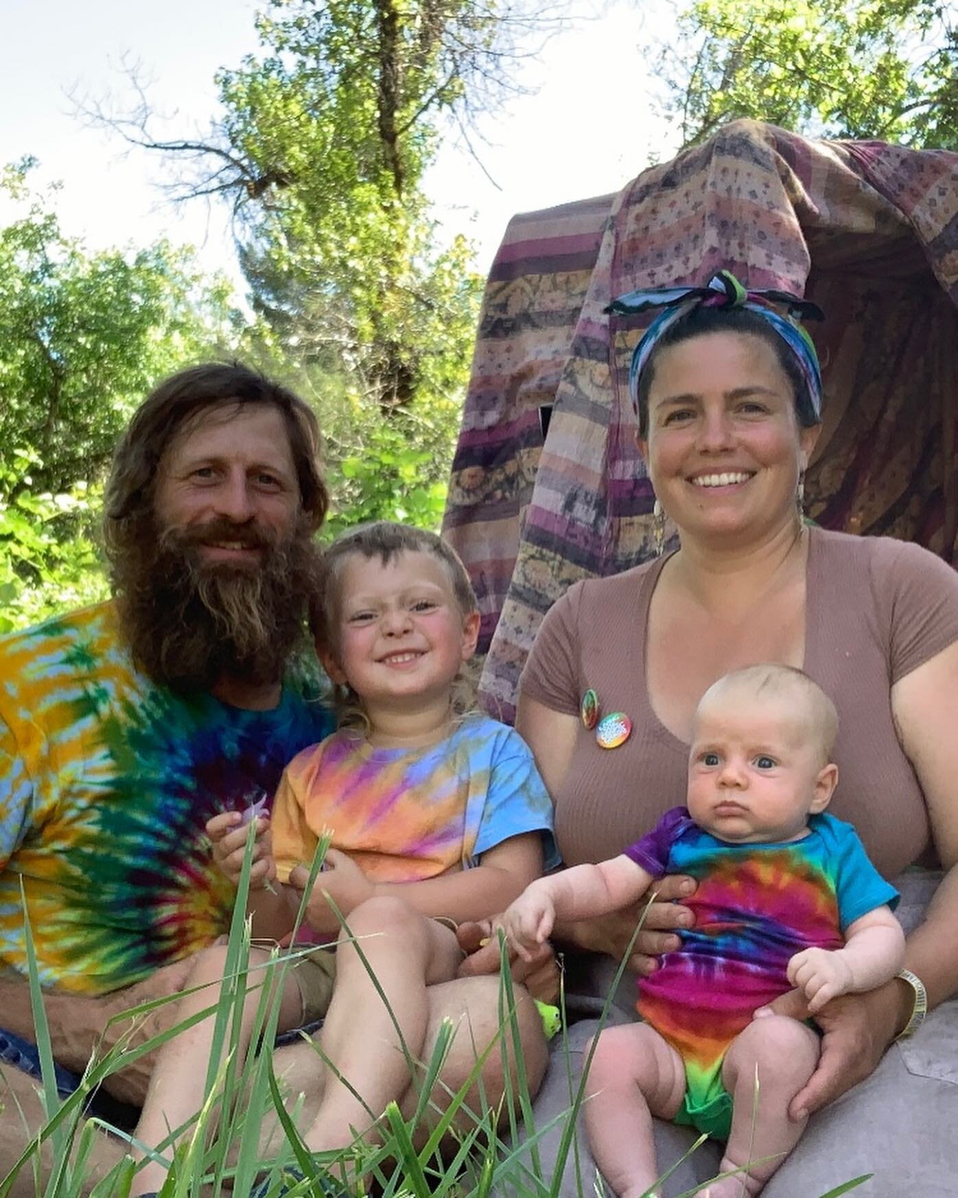 First family photo of the four of us 💖 Had a blast at the Hog Farm Hideaway at Black Oak Ranch. So thankful for this place so close to home and such a fun family friendly event! ❤️🧡💛💚💙💜 Thank you Wavy Gravy!