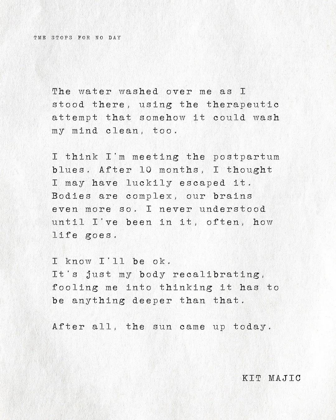 Time Stops for No Day

#motherhood #motherhoodmoments #motherhoodinspired #postpartumjourney #poetry