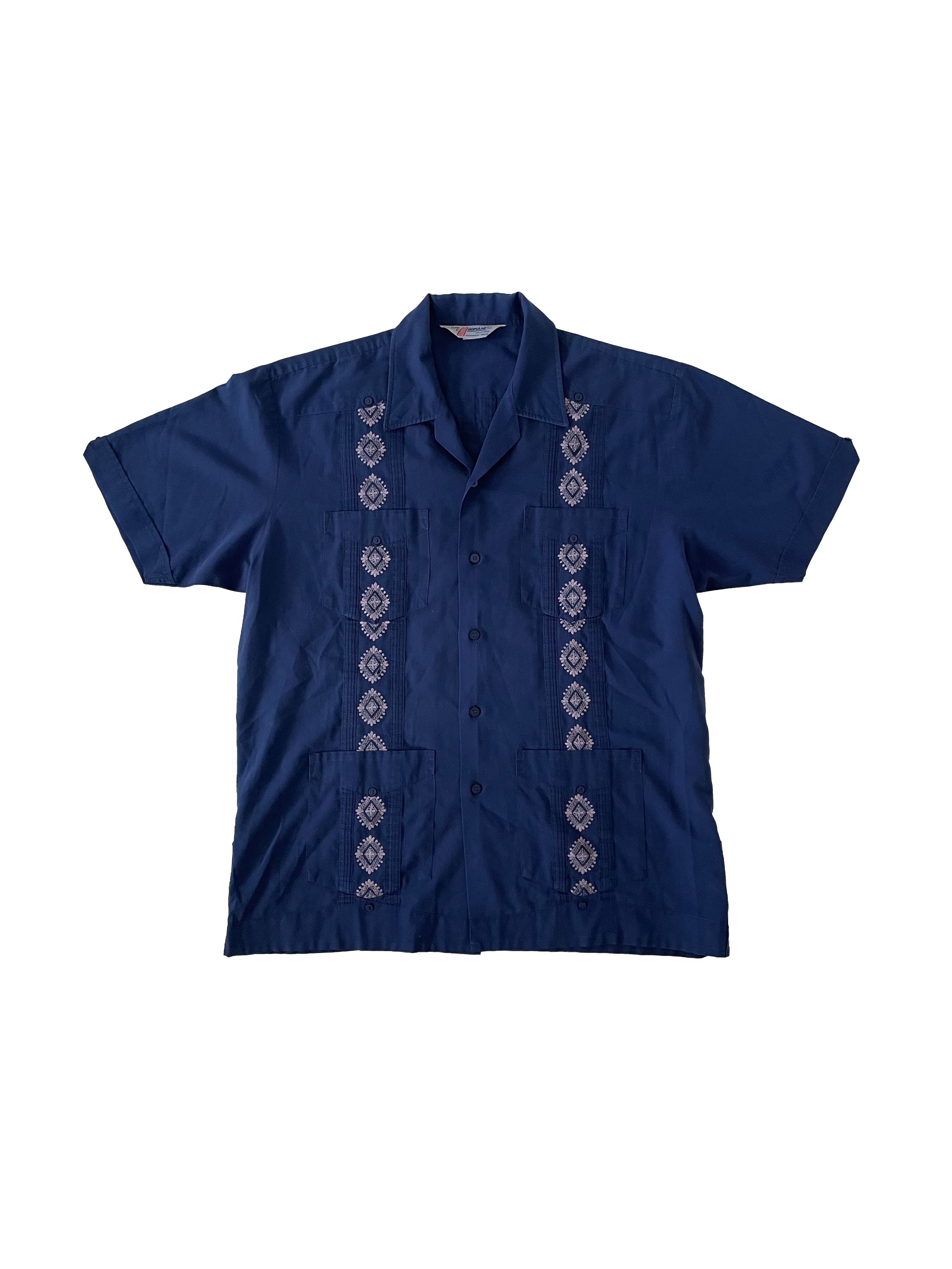 60s/70s vintage guayabera / cuban shirt – dark blue