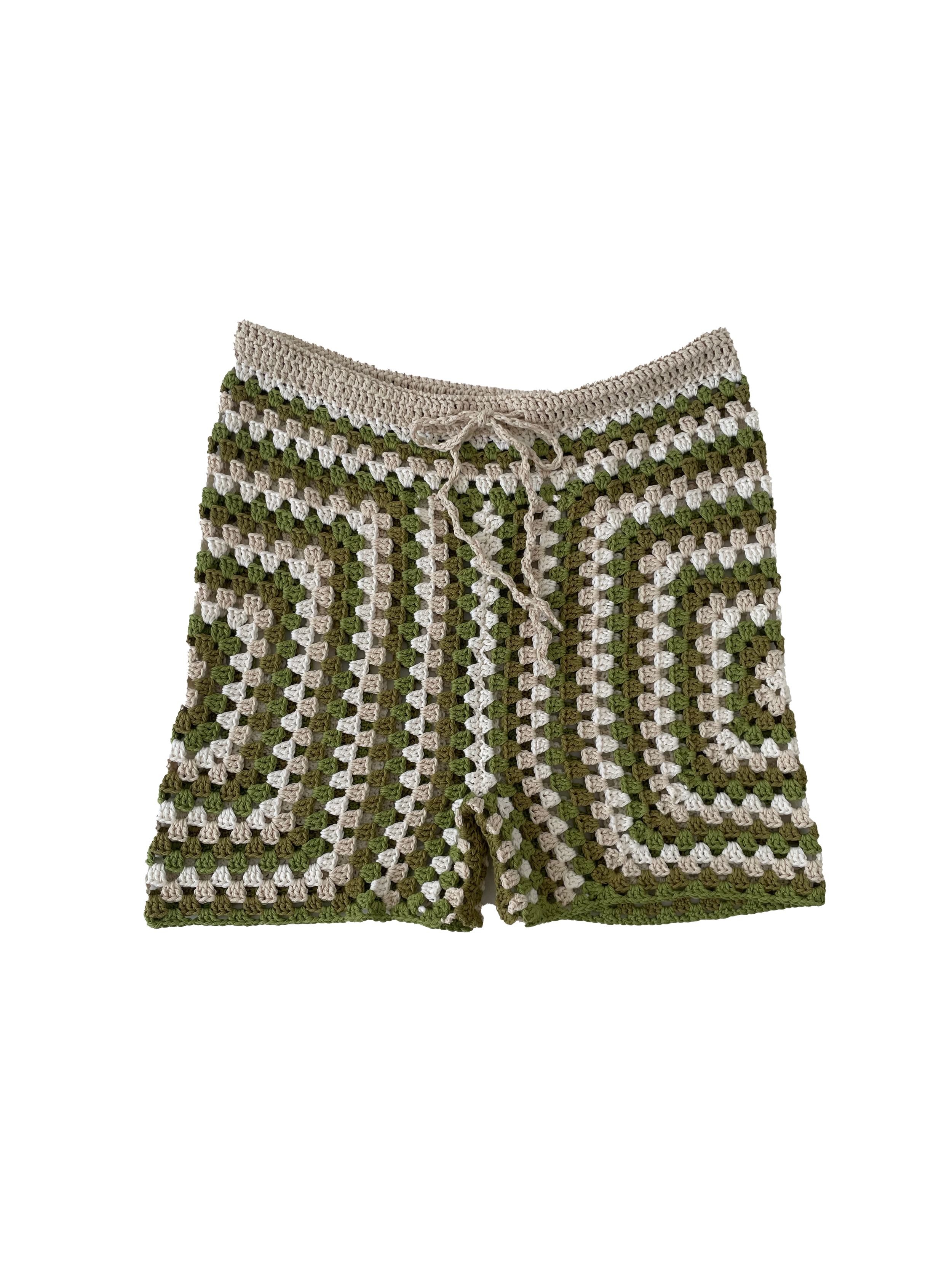 granny square shorts – mixed greens