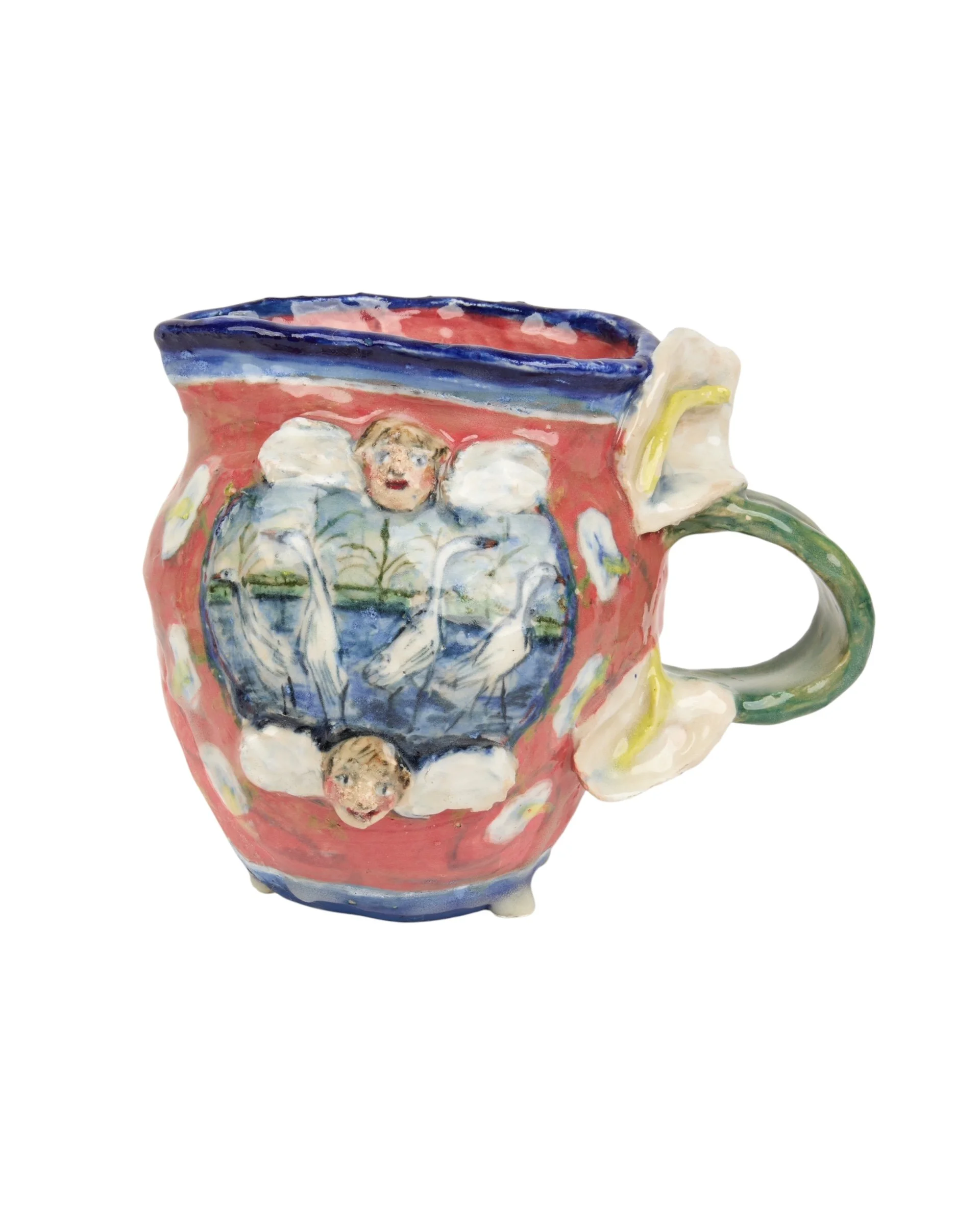 cherubs majolica jug, one of a kind