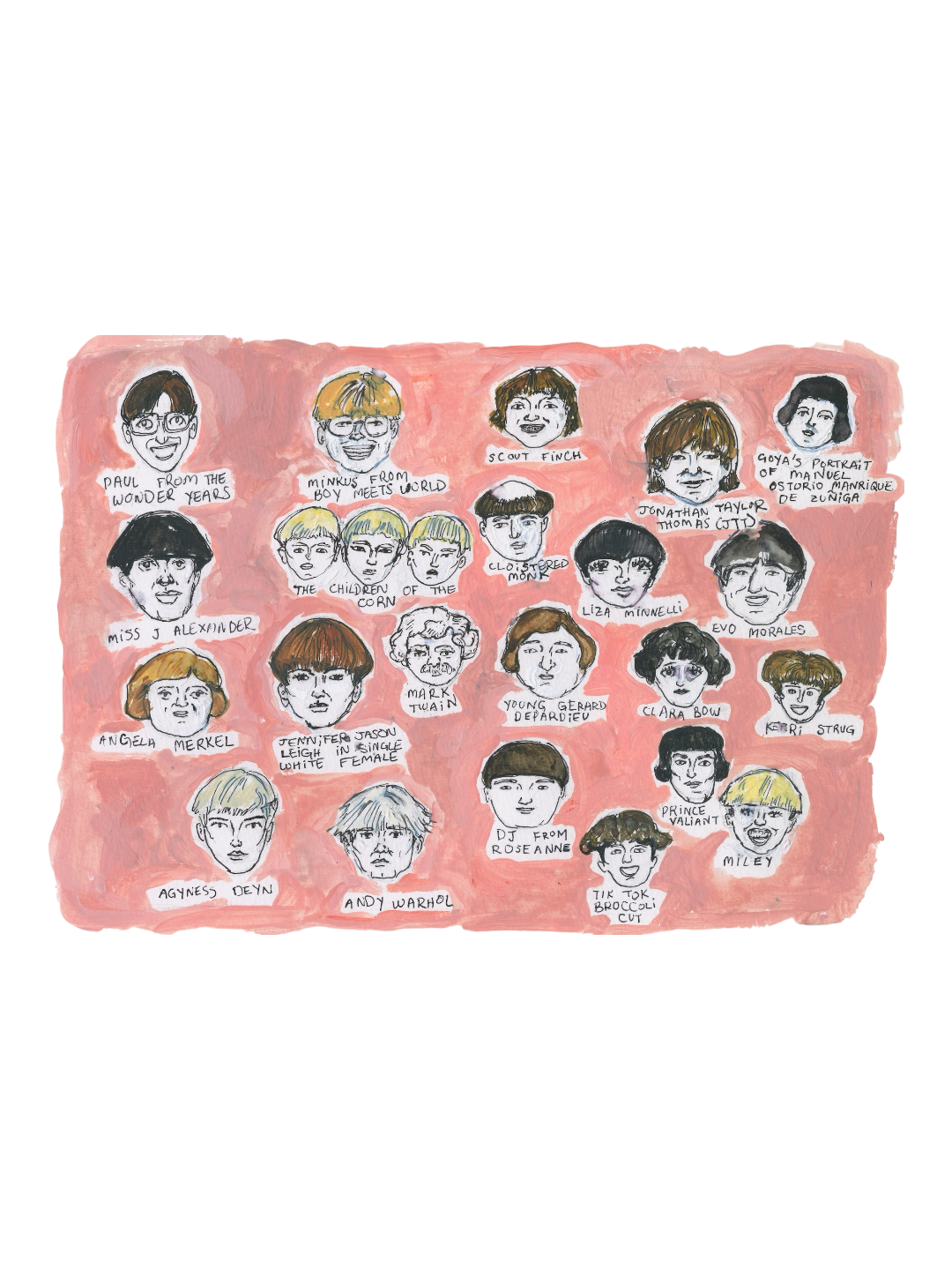 celebrity bowl cut signed print