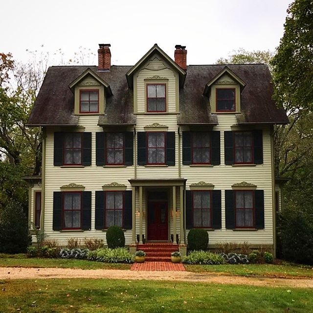 This charming Victorian-era farmhouse is Locust Grove. Located in Prince George's County, Maryland. Check out the rad &quot;wall dormers&quot; (dormers which are flush with the wall surface of the lower stories) and all of those gorgeous big panes of
