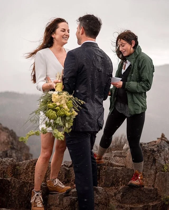 It&rsquo;s not an Oregon elopemt without  little rain. Congratulations @jamiecavener and @mattdweis, I had a blast hiking up Pilot Rock and battling the elements to capture this lovely elopement.