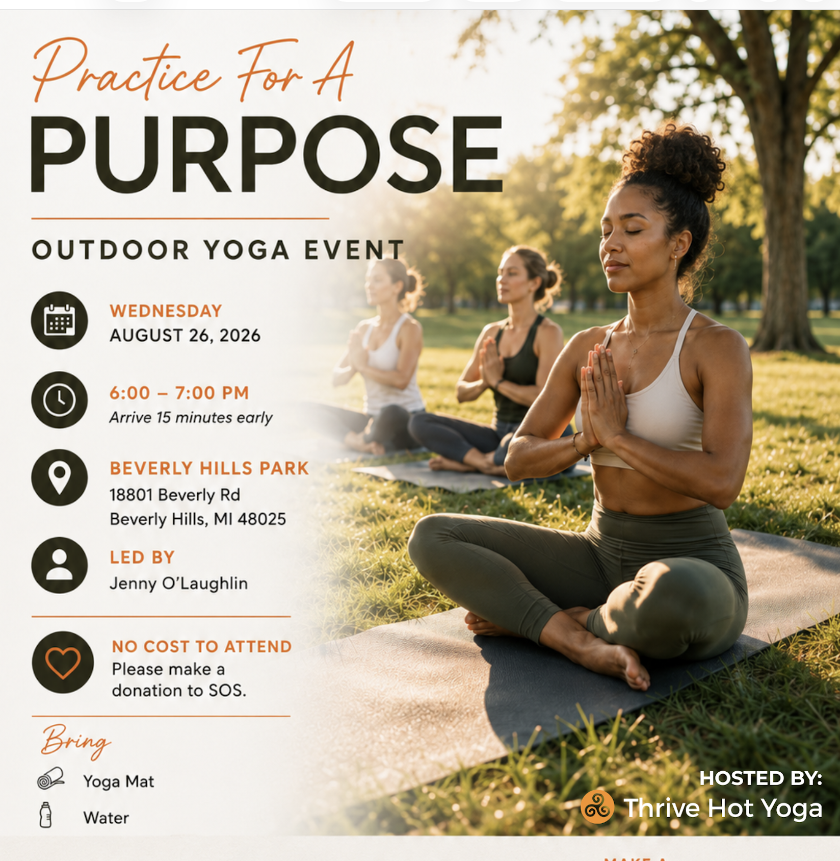 Practice for a Purpose: Free Outdoor Yoga for SO