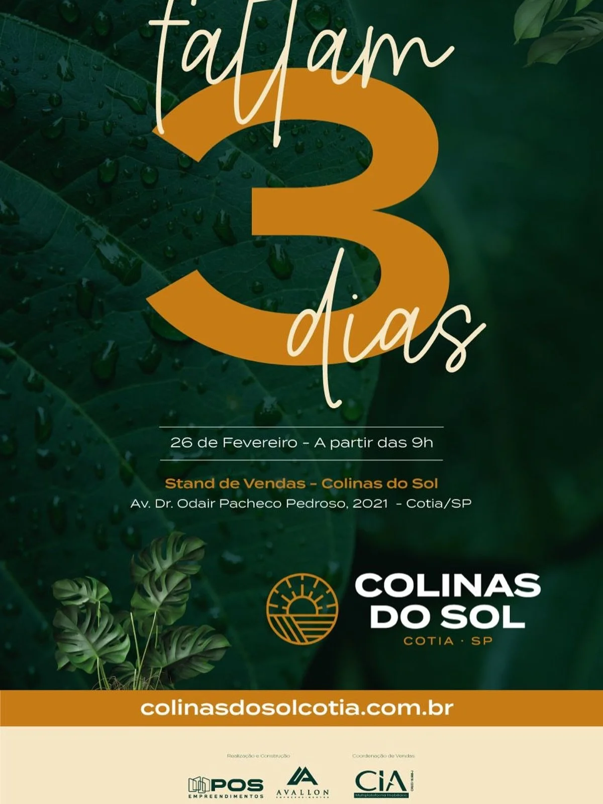 📣 Convite Exclusivo para Corretores

Participe do Meeting Oficial da Fase 2 do Colinas do Sol e tenha acesso antecipado &agrave;s estrat&eacute;gias, condi&ccedil;&otilde;es e oportunidades deste novo momento do empreendimento.

🗓️ 26 de Fevereiro 